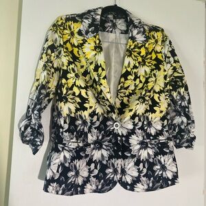 New Directions Floral Blazer - Shoulder Pads and Yellow and Black